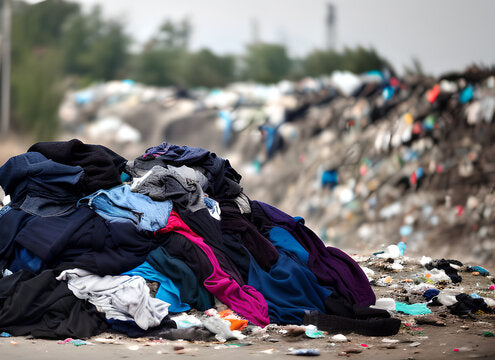 Pile of unwanted clothes dumped in landfill