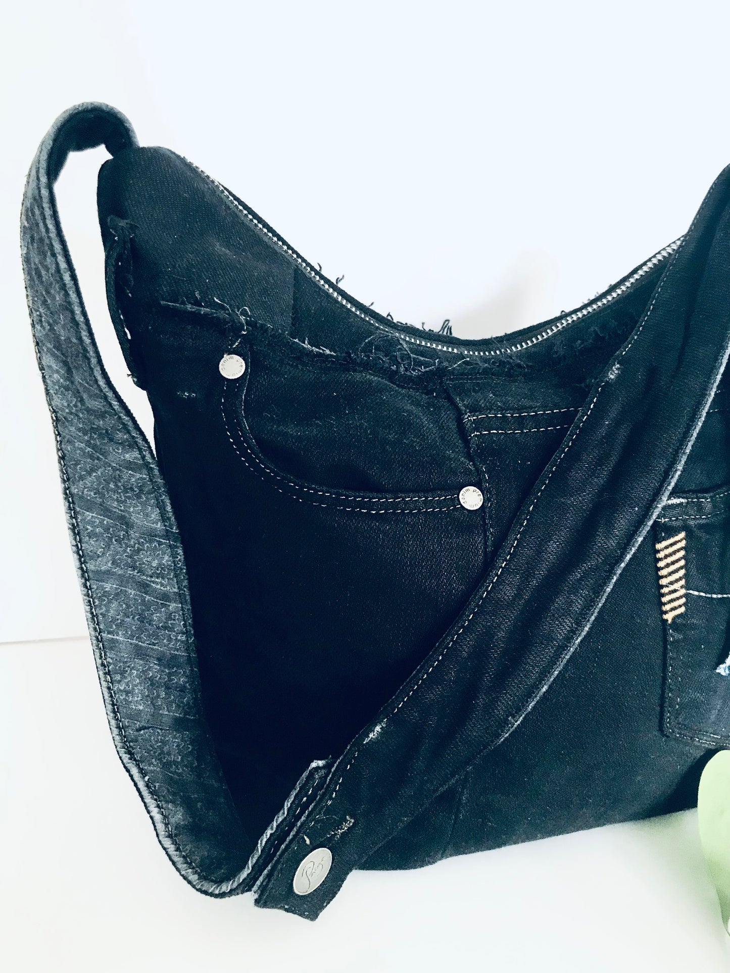 Conscious Carry-all with dark indigo denim and upcycled tassle