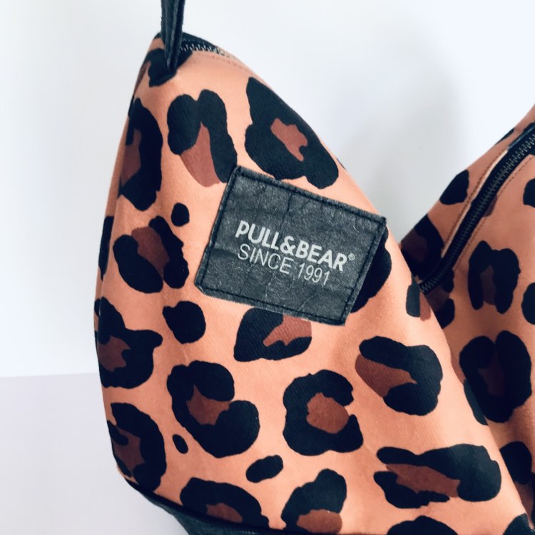 Upcycled denim x leopard hobo bag