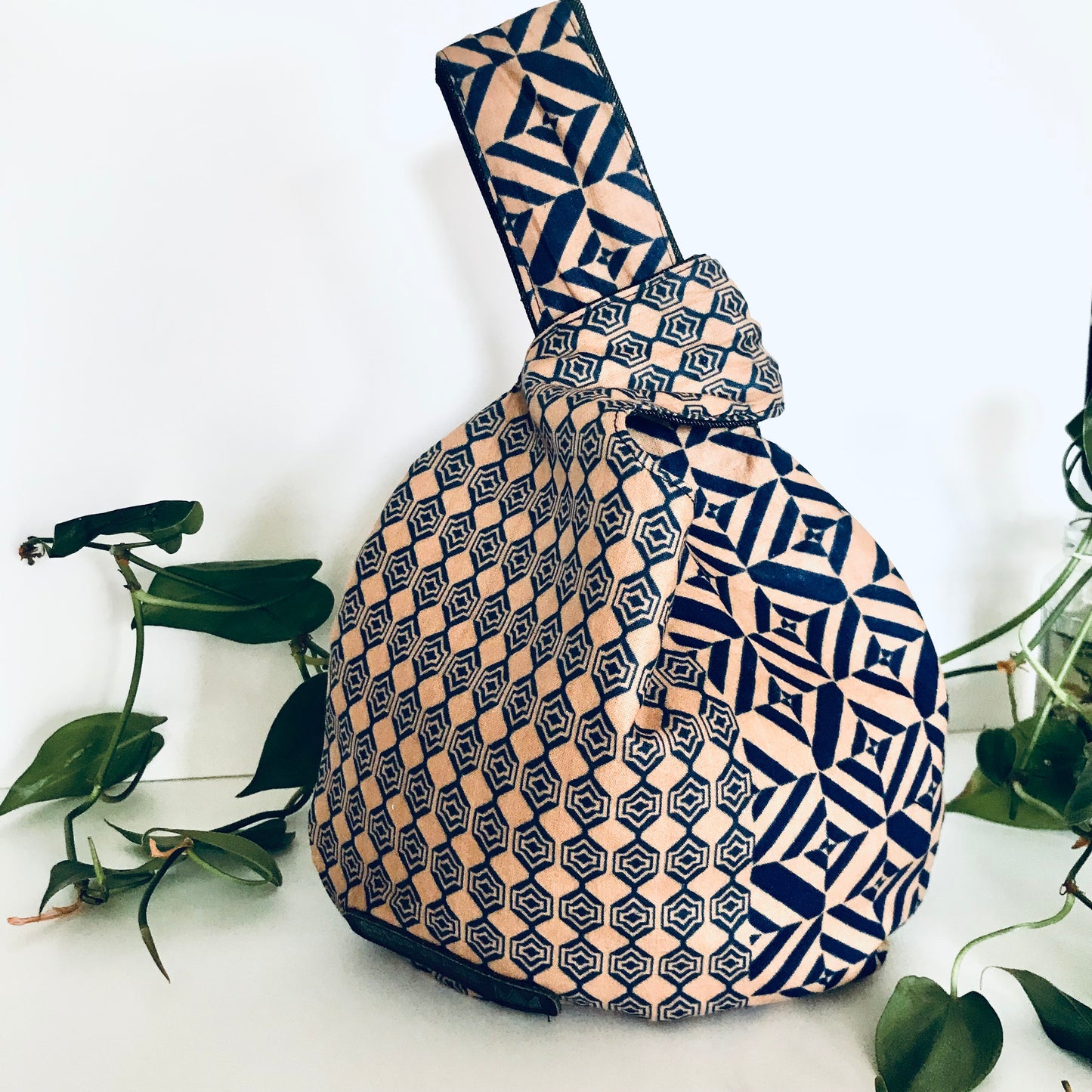 Reversible Japanese Knot Bag – Blue Ankara