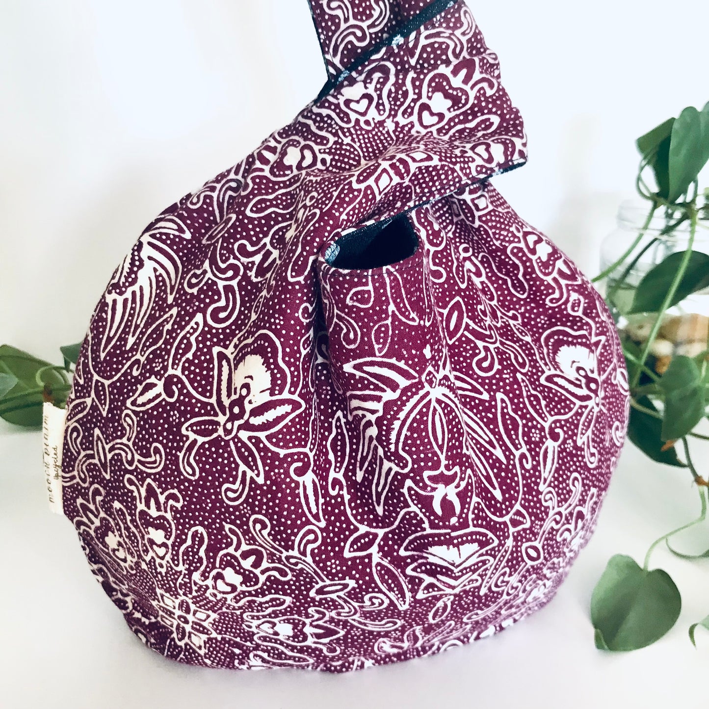 Reversible Japanese Knot Bag – purple batik