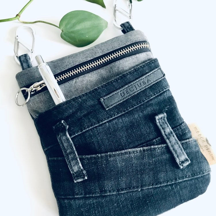 Mooch Denim Upcycled black convertible pocket handmade sustainable circular bag australia