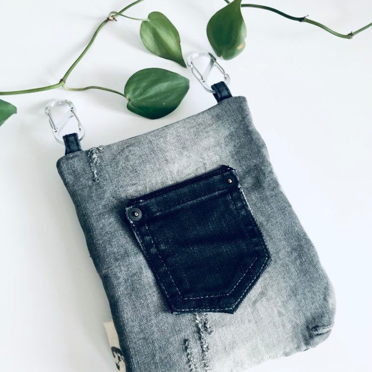 Mooch Denim Upcycled black convertible pocket handmade sustainable circular bag australia