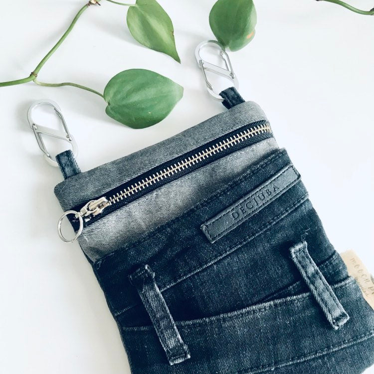 Mooch Denim Upcycled black convertible pocket handmade sustainable circular bag australia