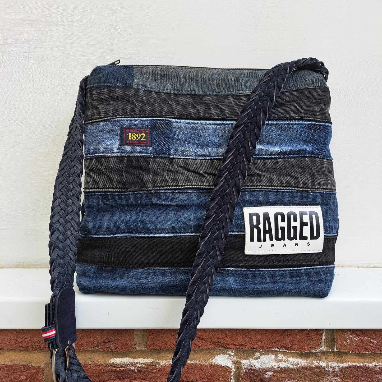 Upcycled denim crossbody waistband bag