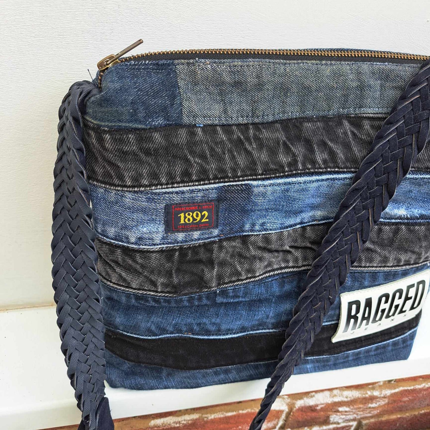 Upcycled denim crossbody waistband bag