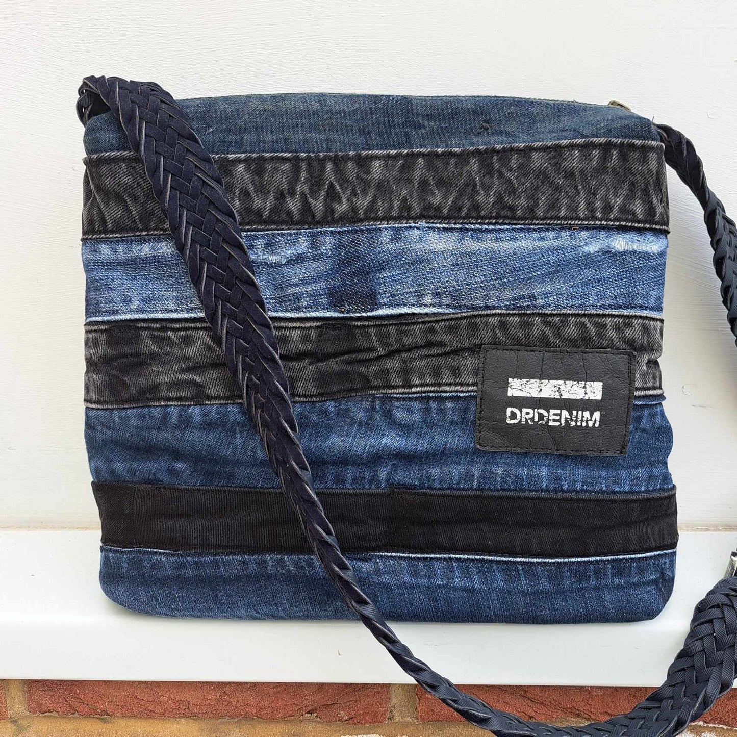 Upcycled denim crossbody waistband bag