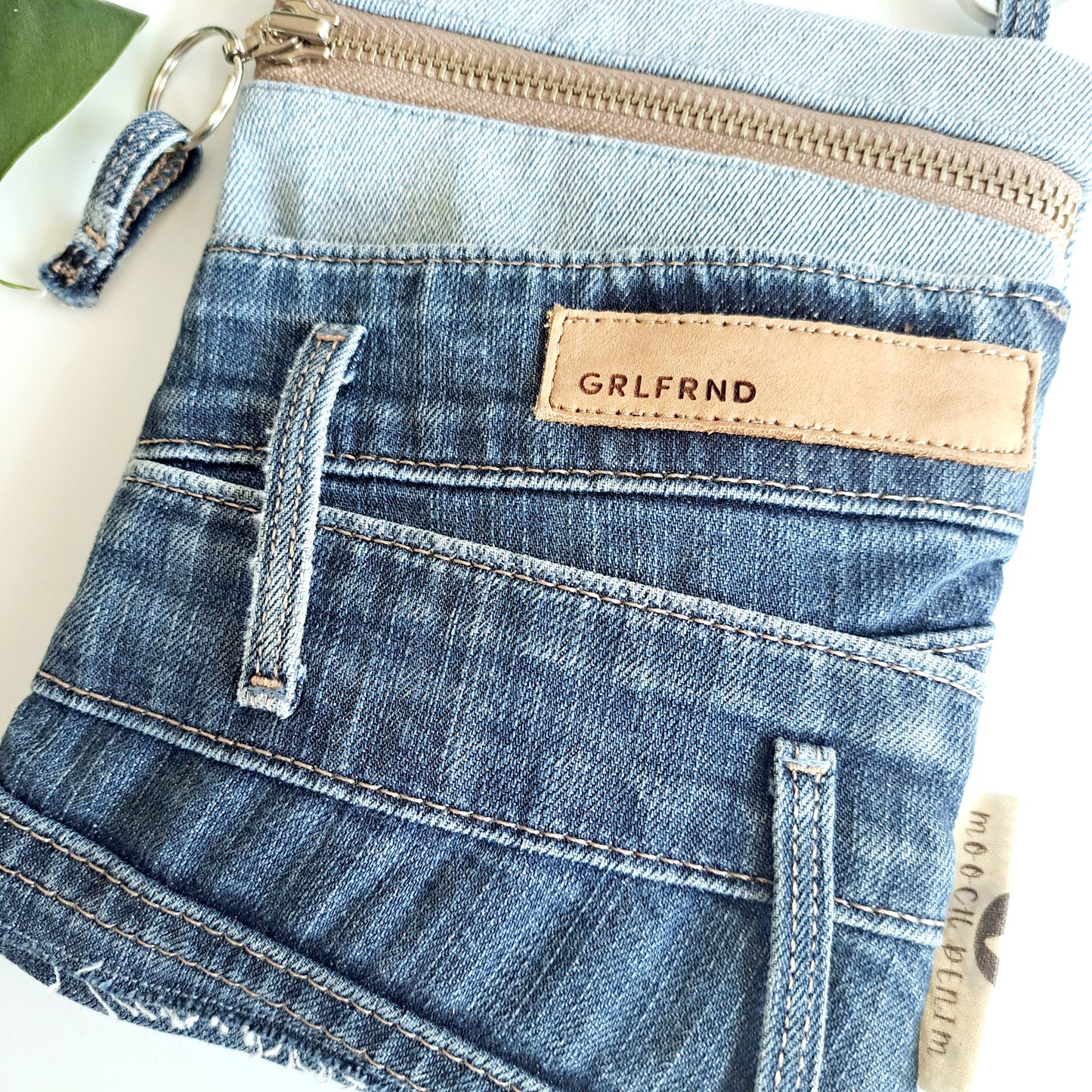 Upcycled blue denim convertible pocket bag - Grlfriend