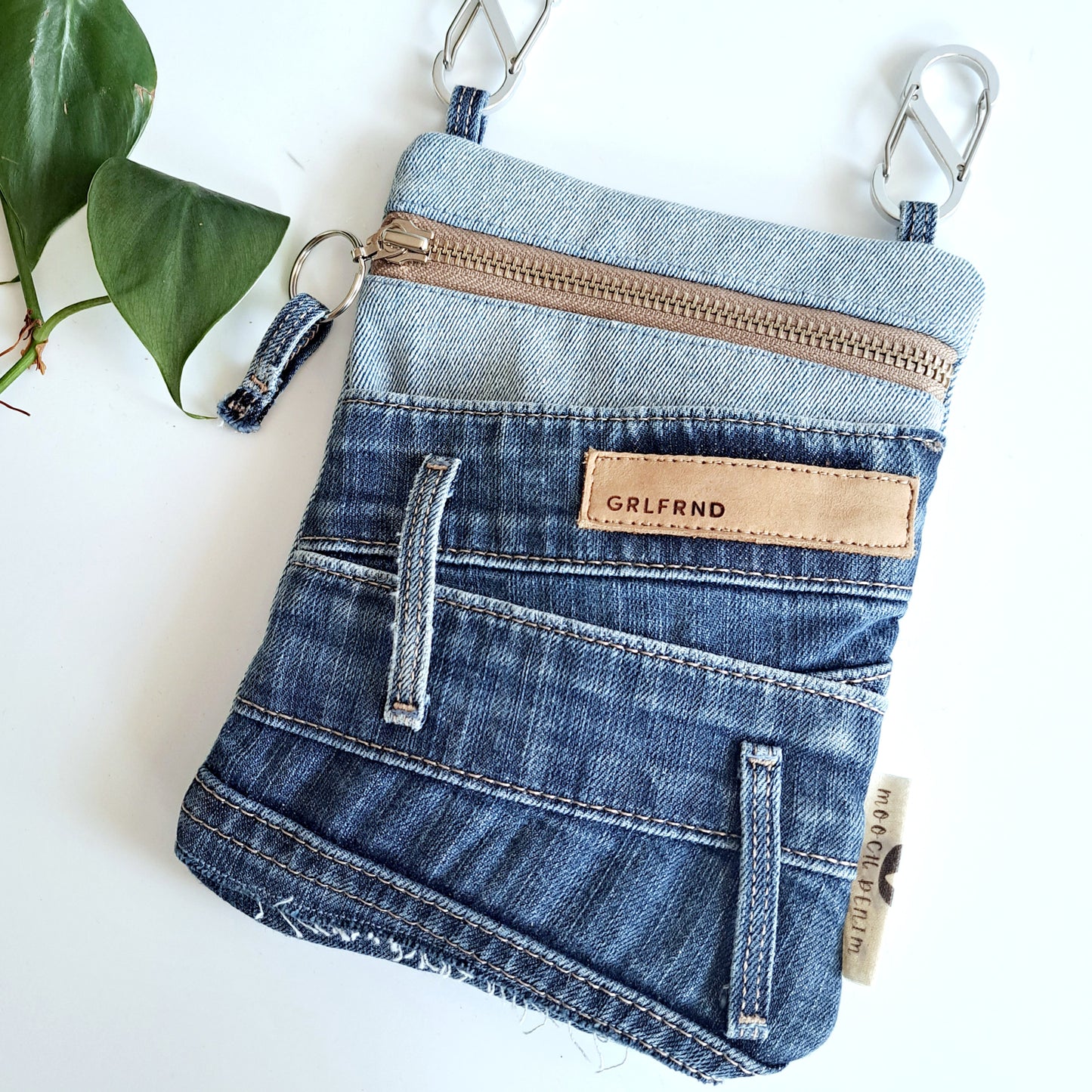 Upcycled blue denim convertible pocket bag - Grlfriend