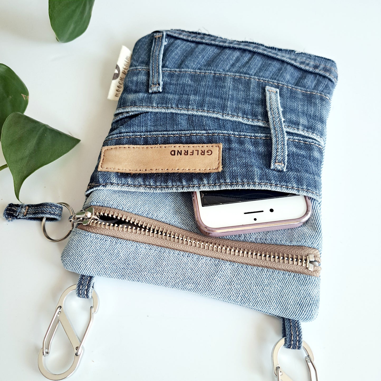 Upcycled blue denim convertible pocket bag - Grlfriend