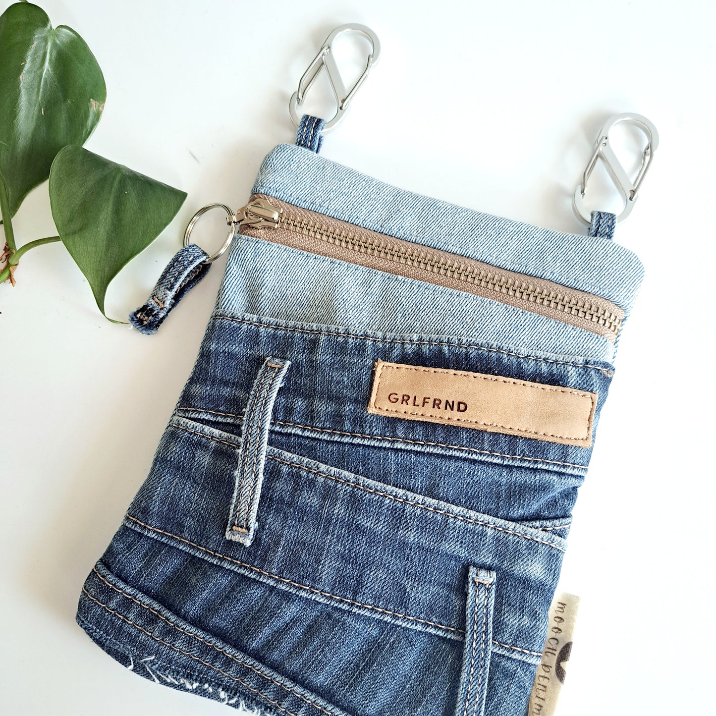 Upcycled blue denim convertible pocket bag - Grlfriend